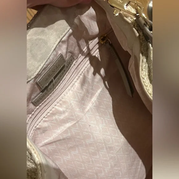 Stella And Dot Ellie Hobo Bag Retired Metallic/Straw Crossbody 2 Way Strap - Picture 5 of 12